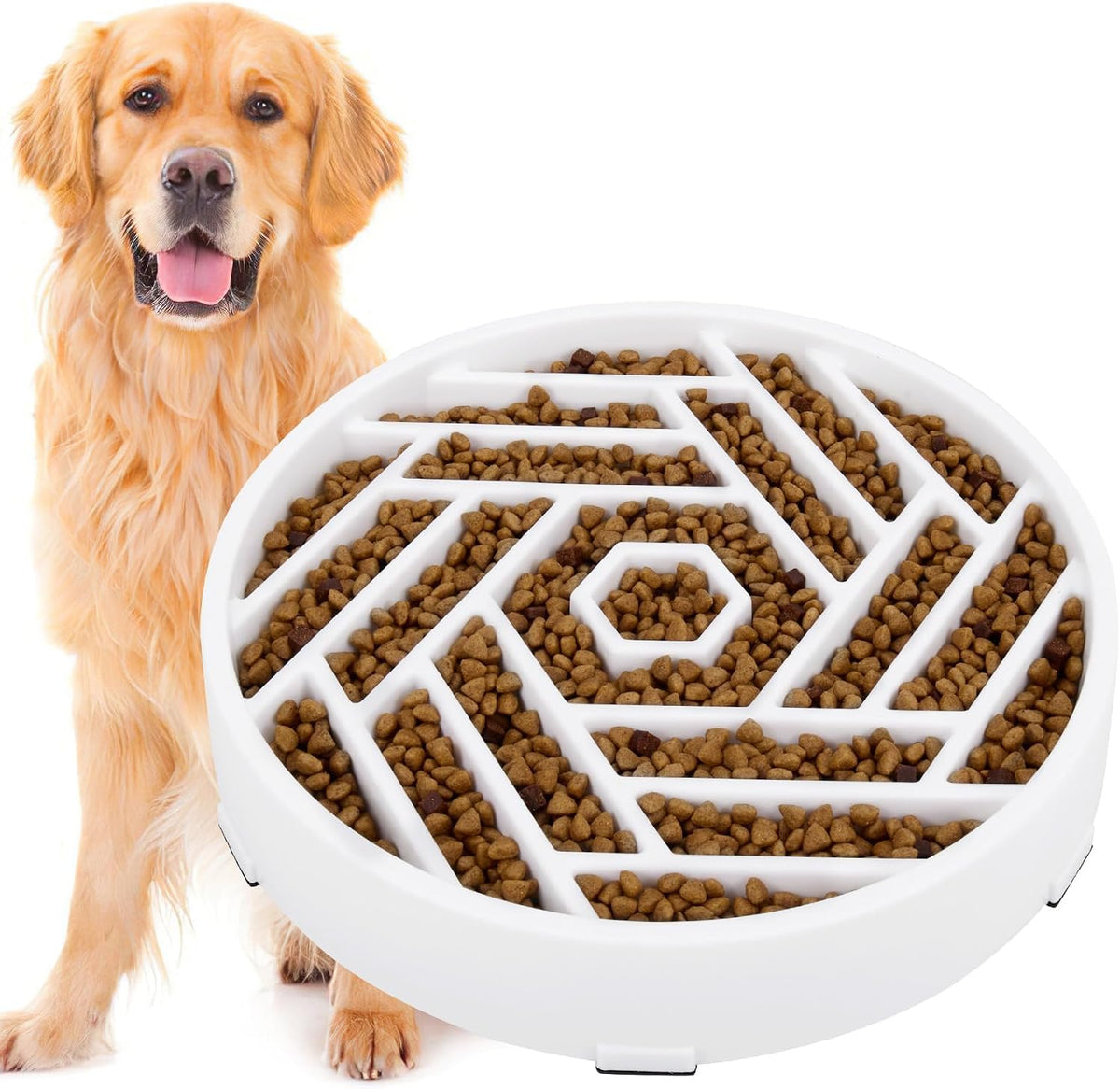 TOBYTO Slow Feeder Dog Bowls Large Medium Breed - White