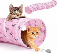 Glittme Cat Tunnel, Cat Tunnels for Indoor Cats - Simple Pink Bows