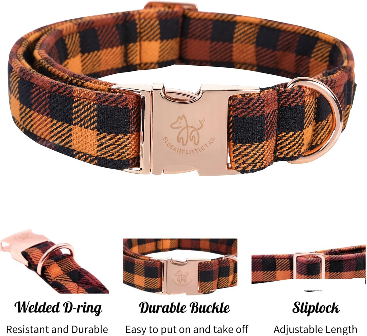 Elegant little tail Fall Dog Collar - Black and Yellow / X-Large (Pack of 1) - image 2
