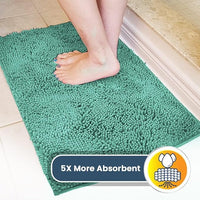 Muddy Mat® Pack of 3 Highly Absorbent Microfiber Dog Door Mat and Pet Rug, Non Slip Thick Washable Area Mat Soft Chenille for Kitchen Bathroom Bedroom and Outdoor - Sea Green Small, Medium & Large