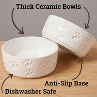 Ceramic Dog Bowl Set of 2 with Anti-Skid Base, 5.5"W x 2"H - Small / White - image 2
