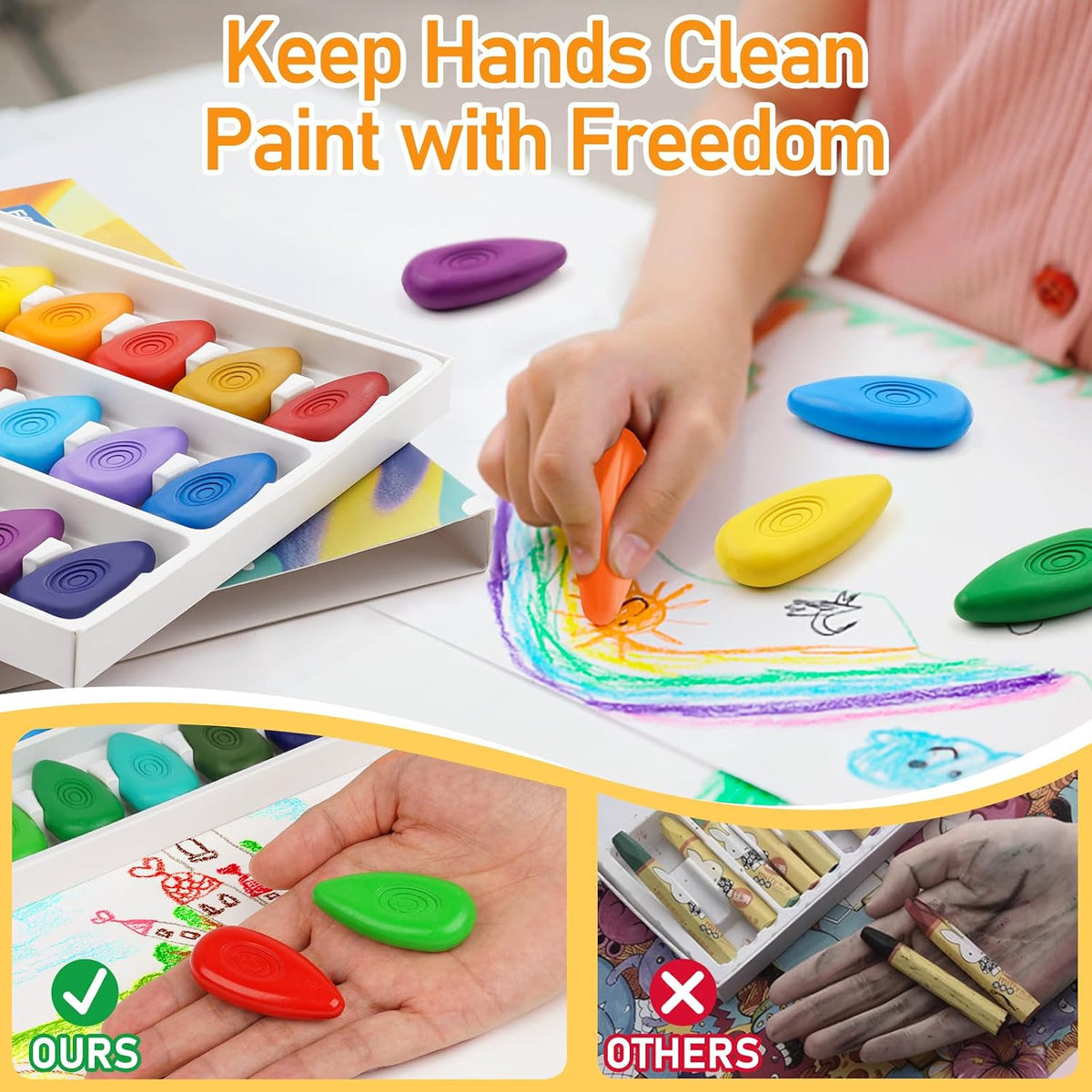 Four Candies Crayons for Toddlers 1-3, Water-Drop Easy-Grip - 24 Colors - image 3