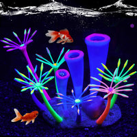 2pcs Silicone Glowing Effect Aquarium Fish Tank Decorations - Purple
