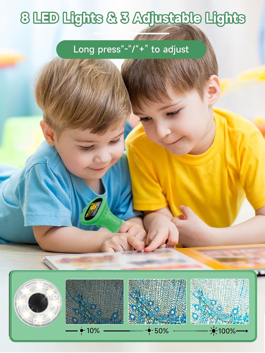 Microscope for Kids 1000X Handheld Digital Miniscope Stem Toys Gifts – Fun for Kids & Family - Green - image 3