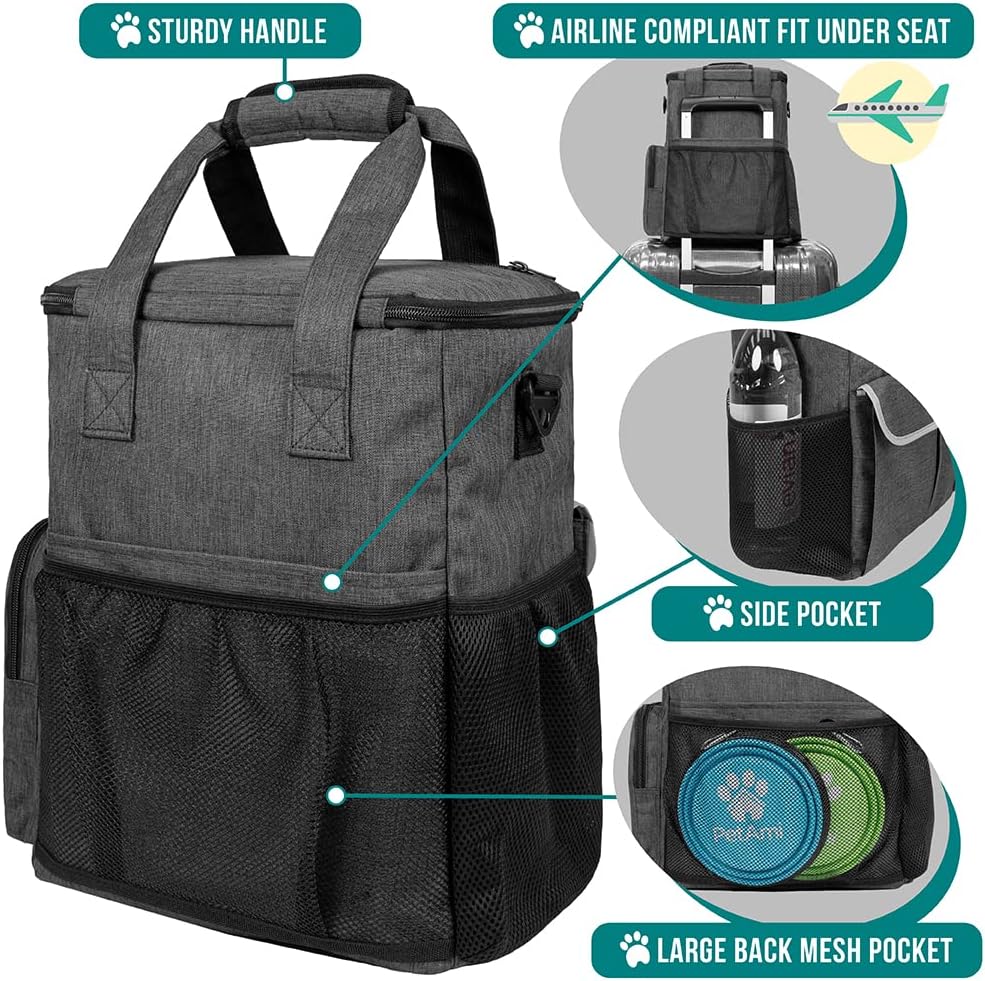 PetAmi Dog Travel Bag Organizer, Pet Supplies Diaper Tote - 12.0"L x 5.0"W x 15.0"H / Charcoal - image 4