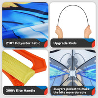 SGftre Tulle Butterfly Pink Kite，Extremely Easy to Fly - blue - image 3