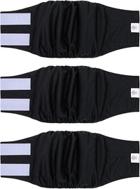 CuteBone Dog Diapers Male Washable Belly Band for Male Dogs Wraps Black 3pcs a Pack DM44L