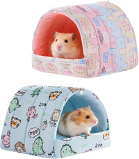 2 Pack Hamster Hideout Bed - Pink+Blue / 6*6in
