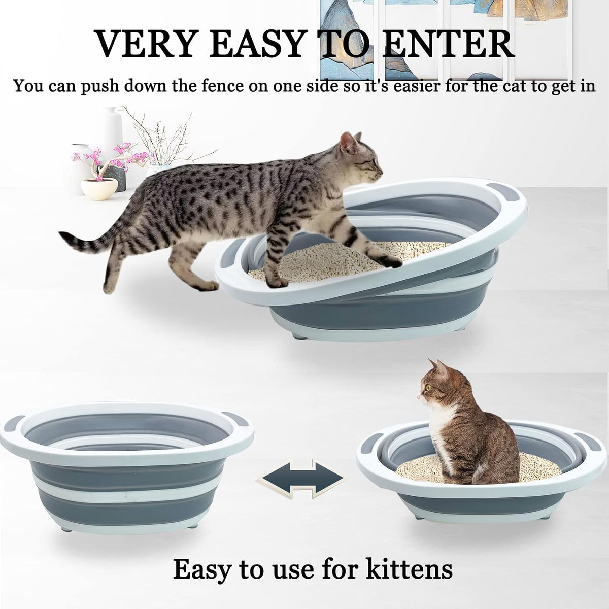 Fhiny Open Cat Litter Box - Grey-white / 1PCS - image 4