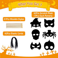 MGparty 24PCS Halloween Scratch Masks Craft Kit Rainbow Magic Scratch - 42PCS - image 2