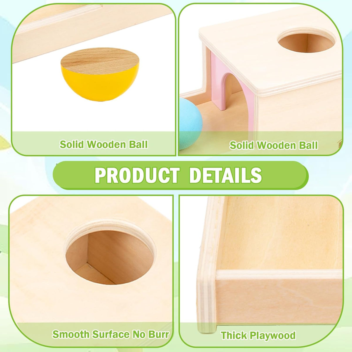 Adena Montessori Object Permanence Box with Tray Three Balls - Pink Door - image 4