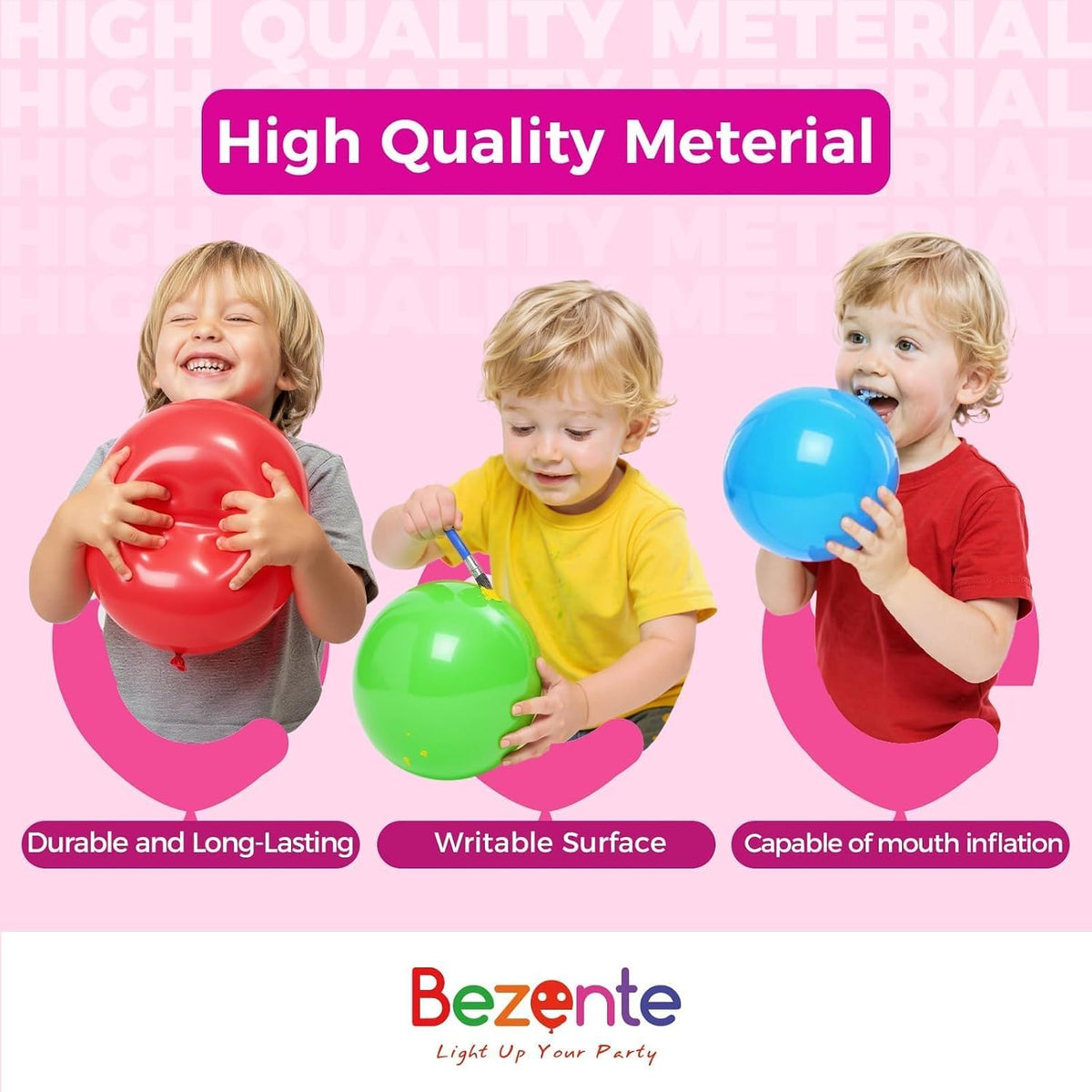 Bezente Assorted Latex Rainbow Balloons 100 Pack 12 inch – Fun for Kids & Family - 13-pink-p137 / 12inch (Normal) - image 4