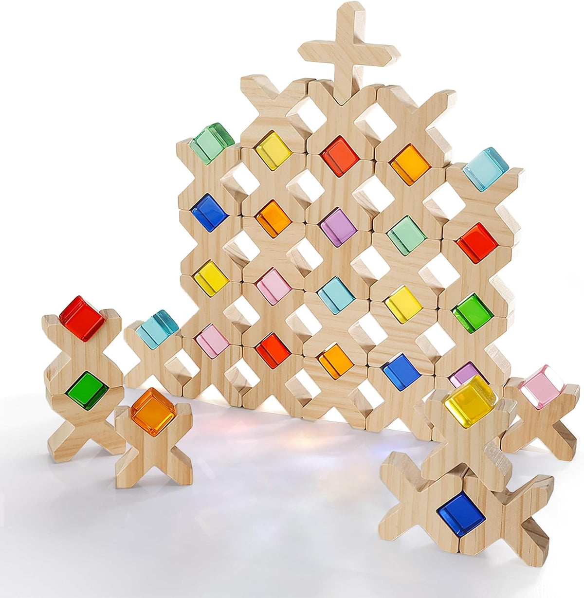 Woodtoe 24 PCS Rainbow Blocks Set - 80 PCS Rainbow Blocks Set