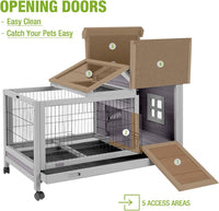 Rabbit Hutch Indoor Bunny Cage Outdoor Wood House With Wire Mesh - image 4