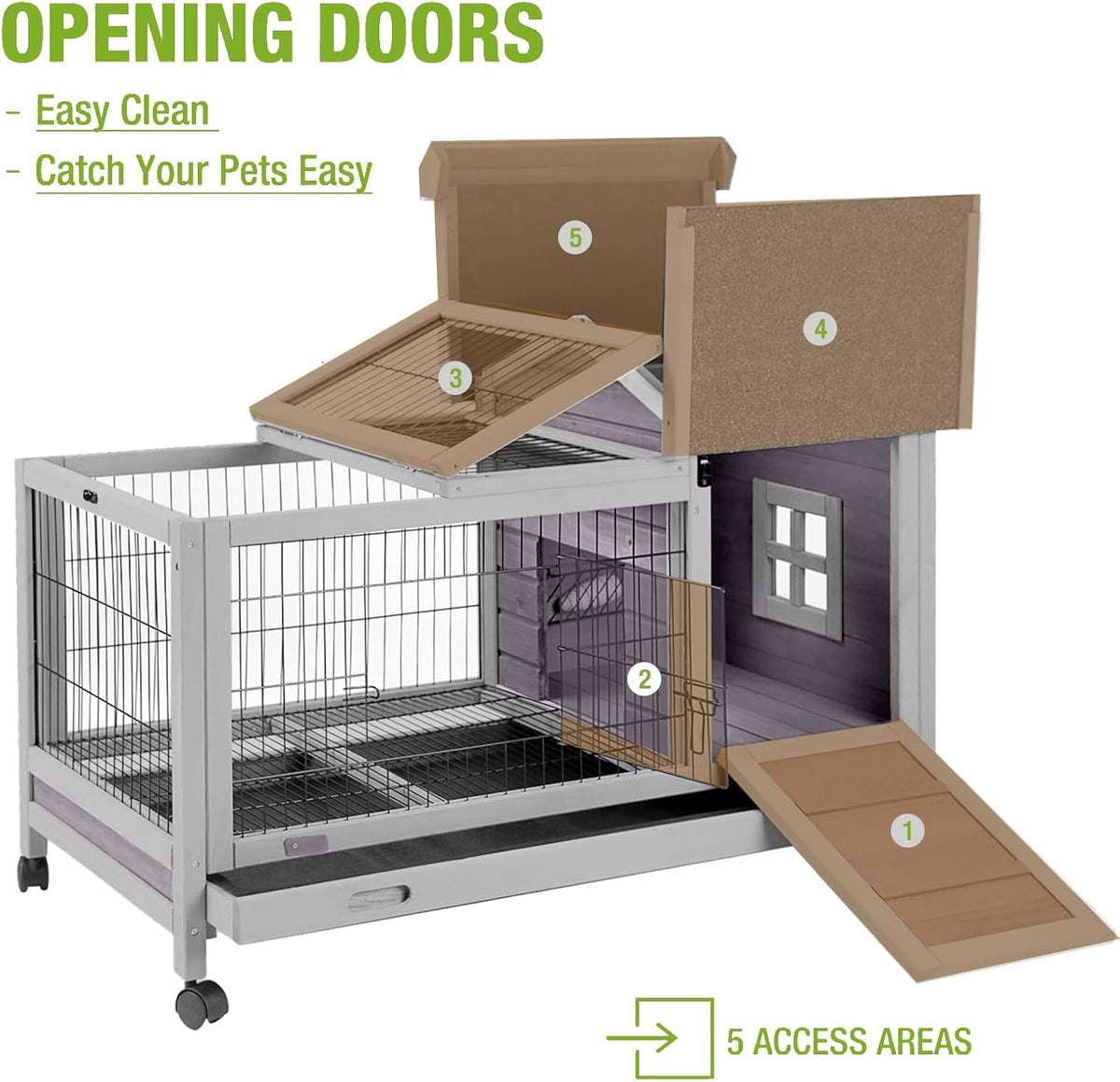 Rabbit Hutch Indoor Bunny Cage Outdoor Wood House With Wire Mesh - image 4