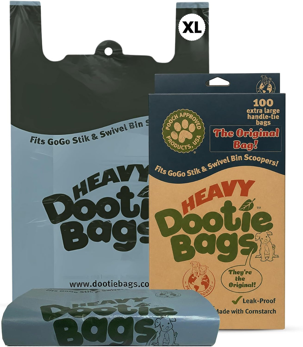 HEAVY Dootie Bags with EZ Tie Handles. Clean and Convenient for Pet