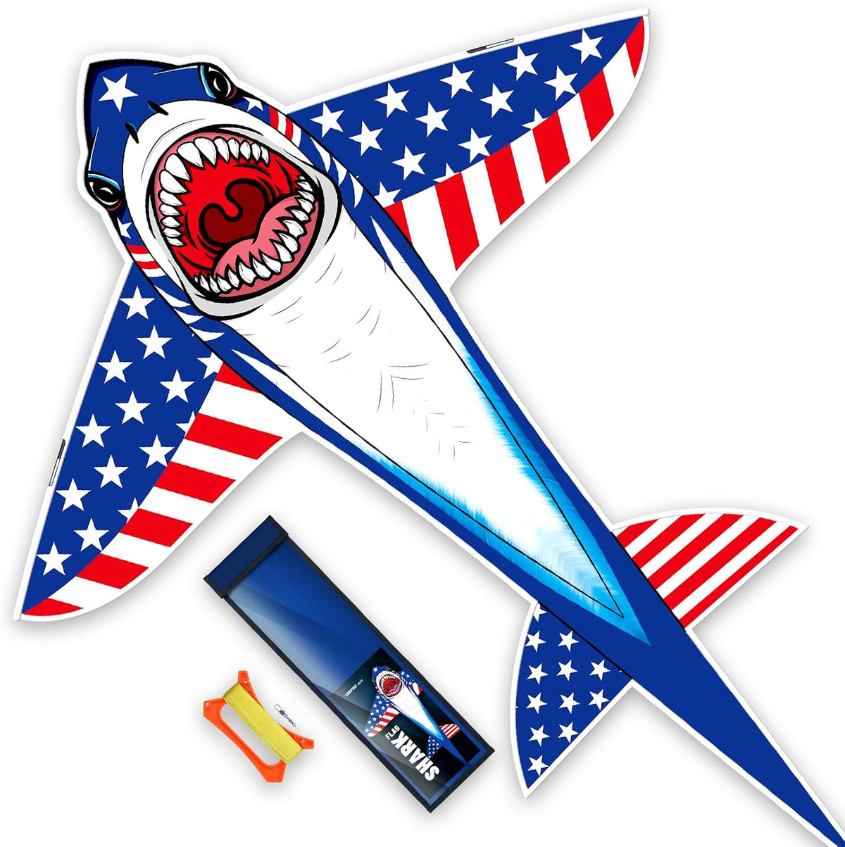 SGftre Complete Kite with Handle, Line & Accessories - 1 / Flag shark