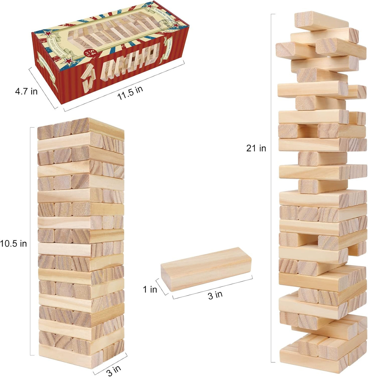 GOTHINK Tumble Tower Game for Kids and Adults - Classical - Color Box - image 2