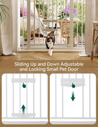 Babelio 36" Tall Pet Gate with Cat Door, CatPrivilege II, 29-40" - White / 29-40" Wide, 36" Tall - image 4