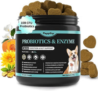 Probiotics for Dogs, Digestive Enzymes for Gut Health Support, Dog Fiber Supplement with Pumpkin for Diarrhea & Bowel Support, Upset Stomach & Gas Relief, Constipation - 90 Count Beef Flavor