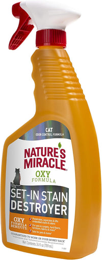 Nature's Miracle Set-In Stain Destroyer For Cat Messes, 24 Ounces, Oxy Formula With Orange Scent (Pack of 2)