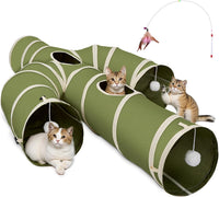 Ownpets Cactus Cat Tunnel 12" with Peek Holes for Indoor Large Cat - Cactus Shape Green / 12 Inches in Diameter