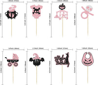 Gyufise black glitter Halloween happy birthday cake topper with half moon, house, pumpkin, ghost and - view 29