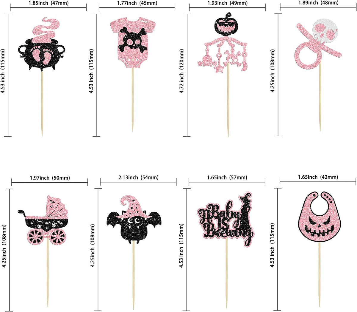 Gyufise black glitter Halloween happy birthday cake topper with half moon, house, pumpkin, ghost and - view 29