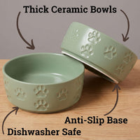 Ceramic Dog Bowl Set of 2 with Anti-Skid Base, 5.5"W x 2"H - Small / Sage Green - image 2