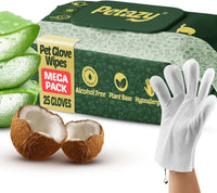 Pet Glove Wipes for Dogs & Cats, Paws, Ears & Butt Cleaning - 25 Glove Wipes