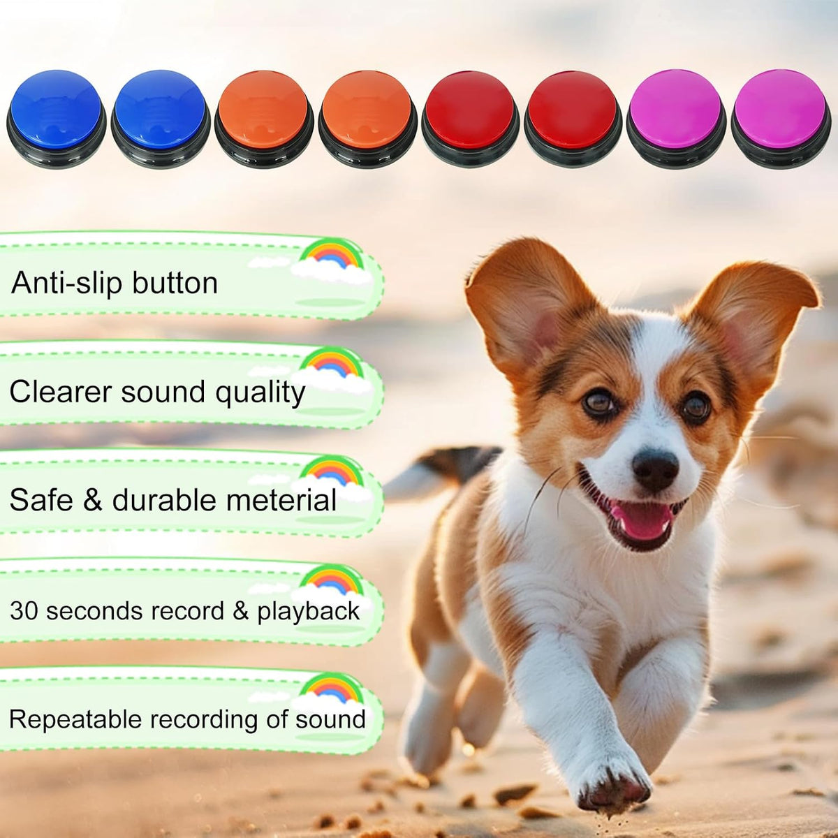 Set of 8 Gelabur recordable dog communication buttons - view 3