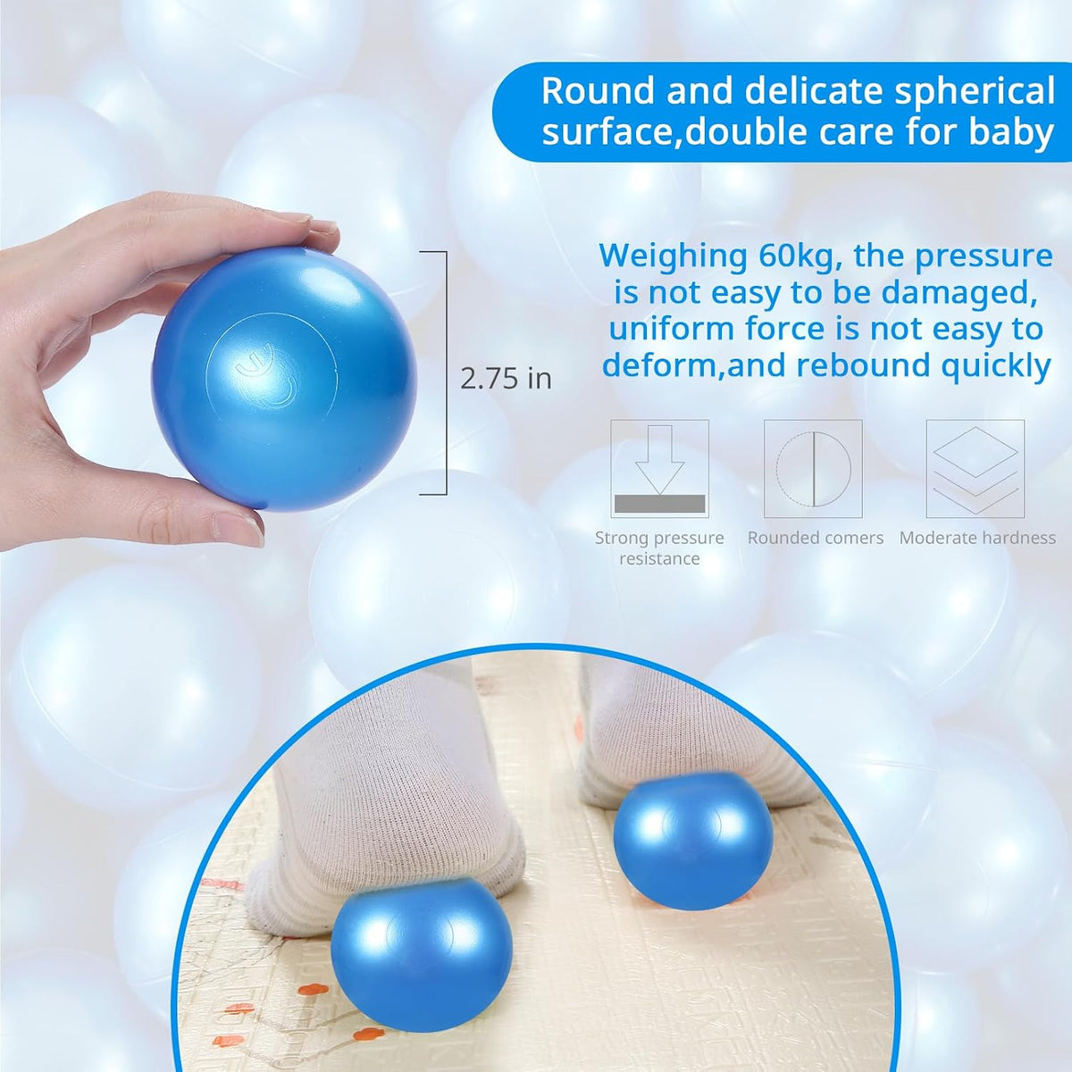 Heopeis 50 pack 2.75 inch pearl white plastic ball pit balls - view 33