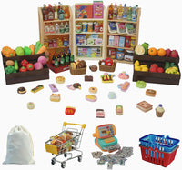 kimo 180-piece mini grocery store playset with metal shopping cart and cash register