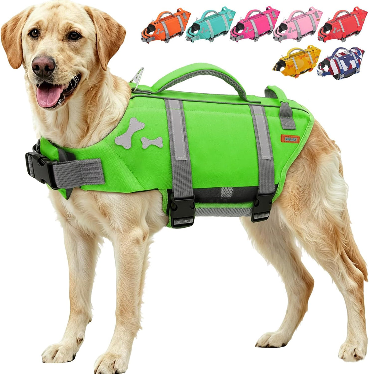 EMUST Dog Life Jacket, Waterproof, Breathable - L / NewGreen