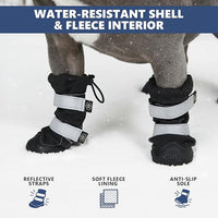 Spark Paws Dog Shoes, Waterproof Dog Boots for Medium to Large Dogs, Non Slip, Breathable Dog Booties and Paw Protectors - 4PCS Doggie Hiking Boots with Reflective Straps - Black - Size 4