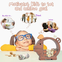 Summidate Pink Piggy Bank for Kids Girls - Walnut Wood Piggy / Standard - image 3