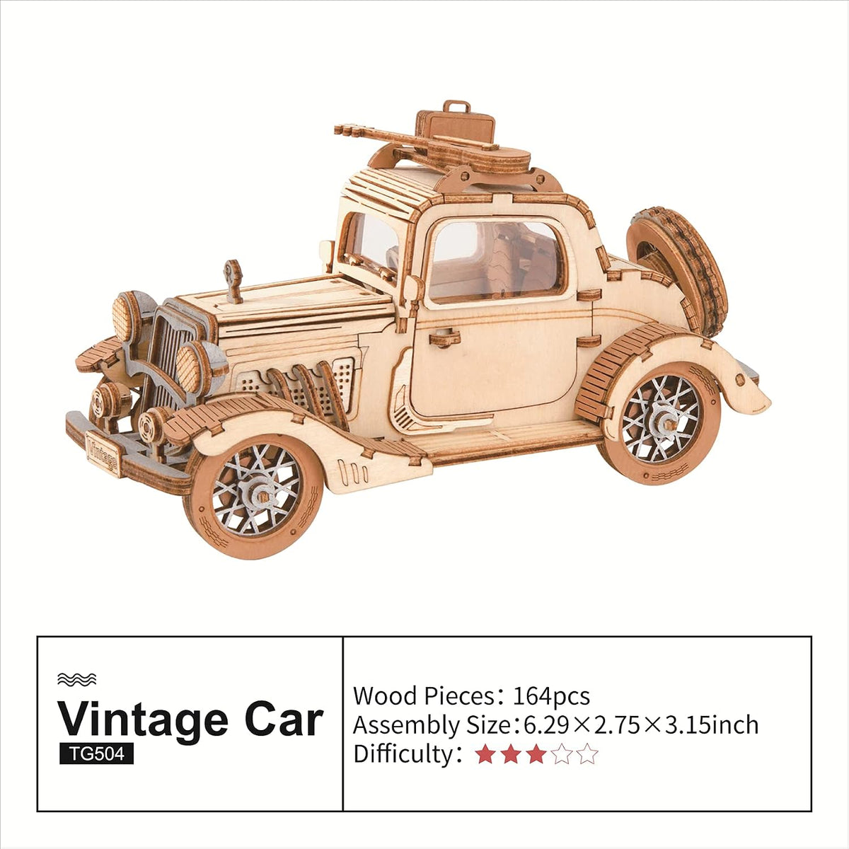 ROBOTIME Big Ben 3D wooden puzzle model with LED light - view 11