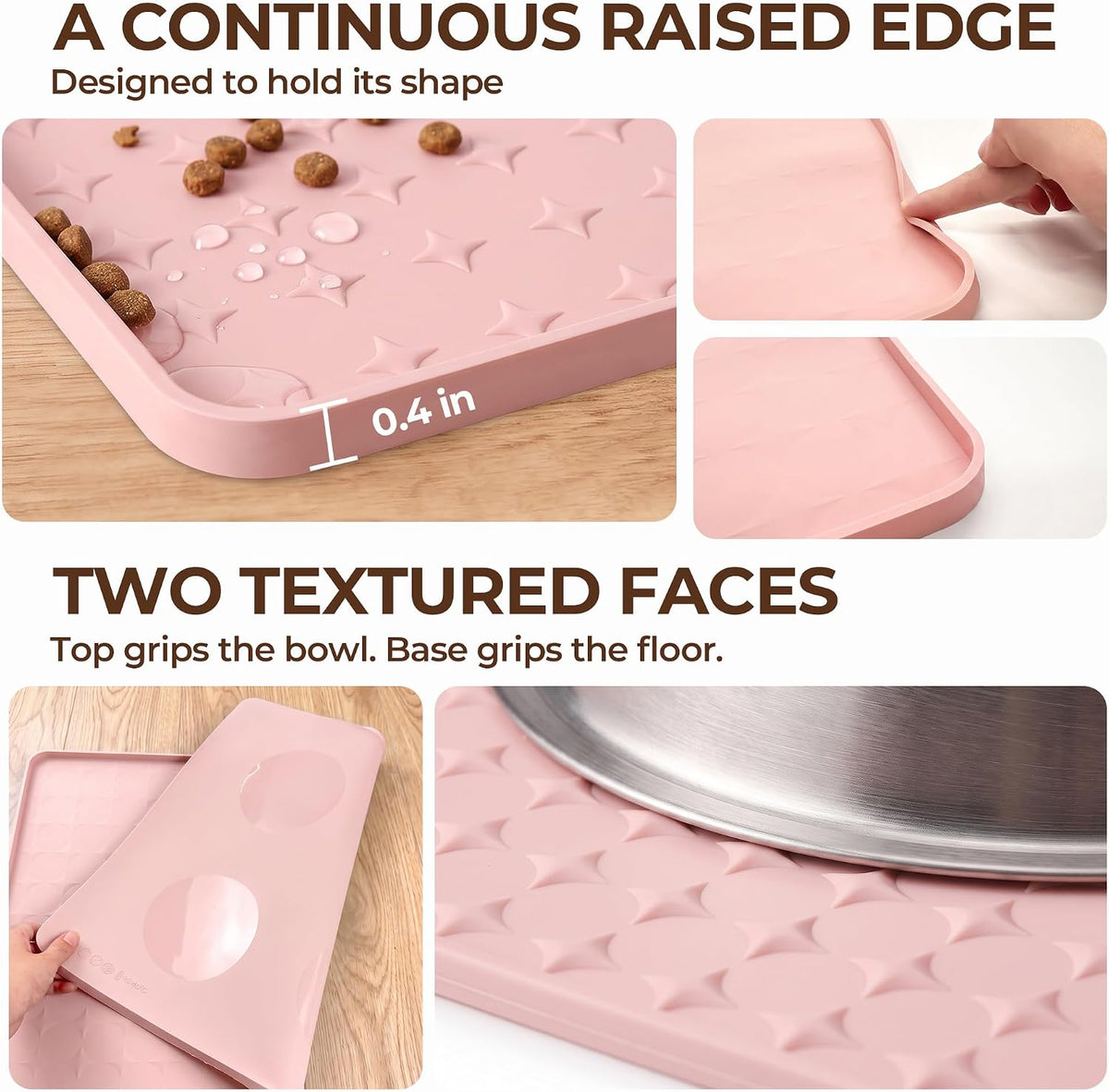 Silicone Pet Food Mat, Extra Large 34x22 Inch - Pink / 24"L x 16"W - image 4