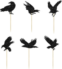 Gyufise black glitter Halloween happy birthday cake topper with half moon, house, pumpkin, ghost and - view 33