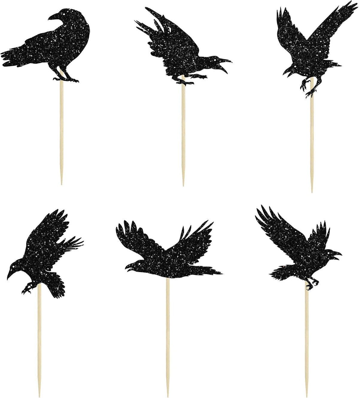 Gyufise black glitter Halloween happy birthday cake topper with half moon, house, pumpkin, ghost and - view 33