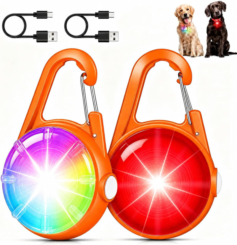 Dog Collar Light, 4 Modes Dog Lights for Night Walking - Orange