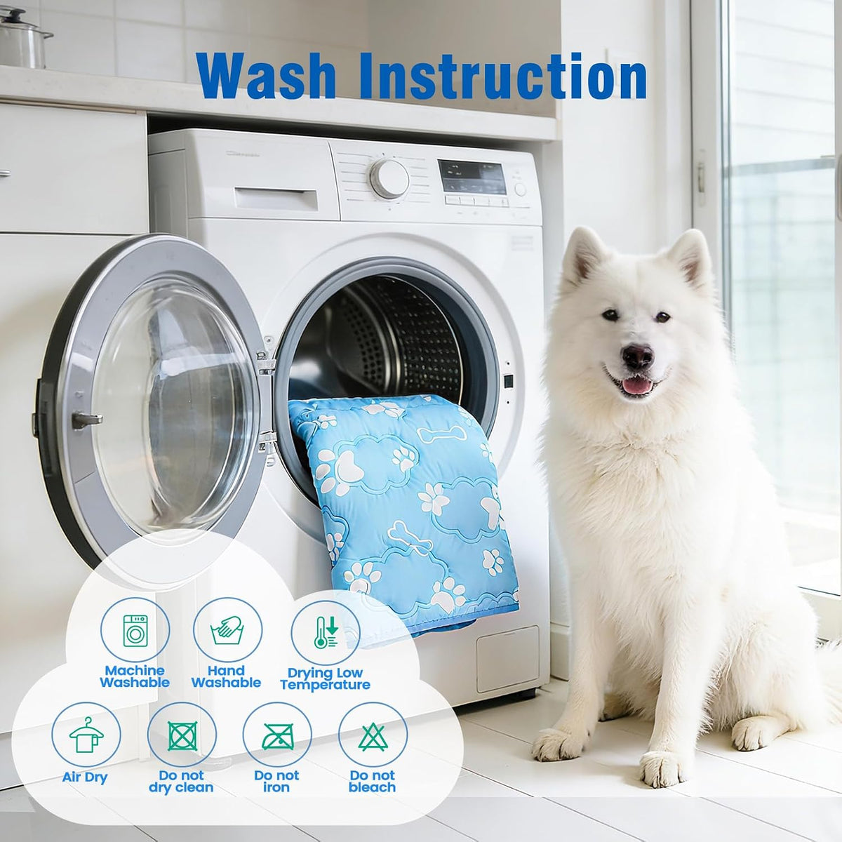 Dog Cooling Mat, Extra Large Cooling Dog Bed Mat for Indoor & Outdoor, Q-Max>0.5, Machine Washable - Blue / X-Large - image 2