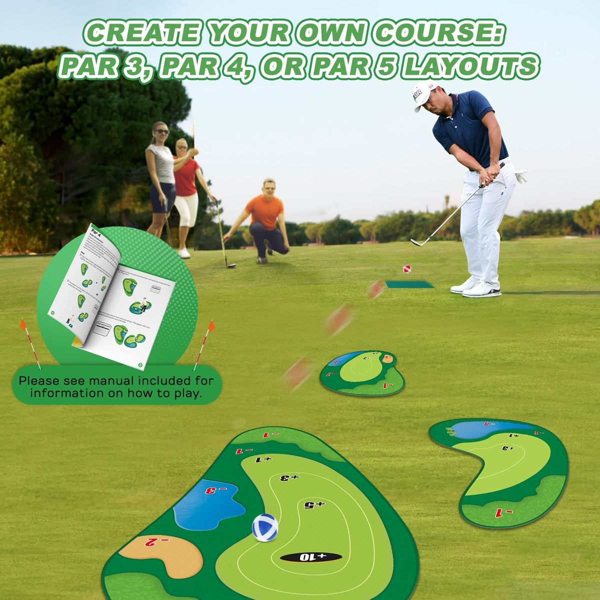 TOY Life chipping golf game mat with sticky balls, scoring zones, sand traps and water hazards - view 8
