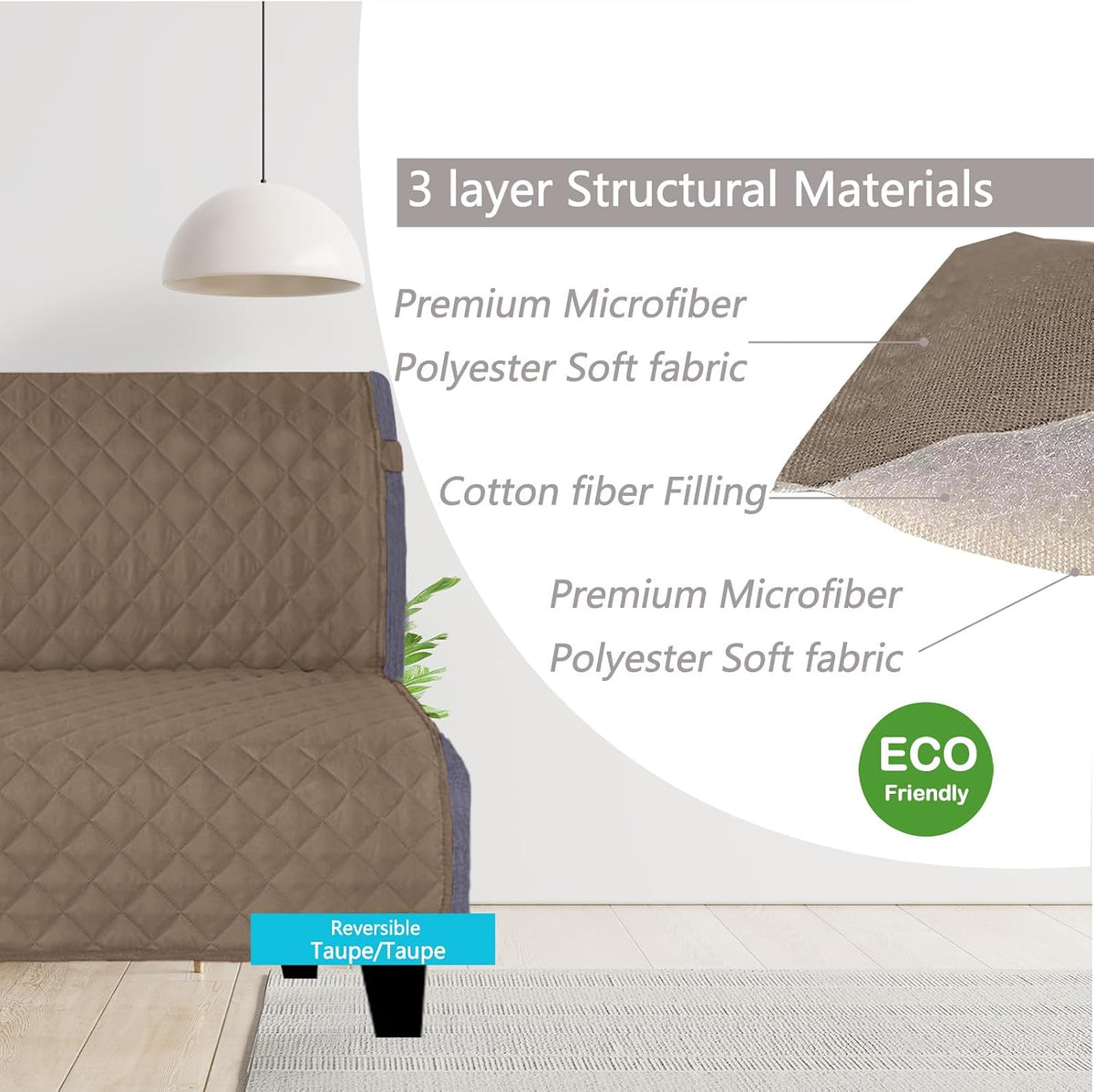 U-NICE HOME Loveseat Sofa Cover for 2 Cushion Couch, Dark Grey – Essentials for Pets - Taupe/Taupe / 68''futon - image 4