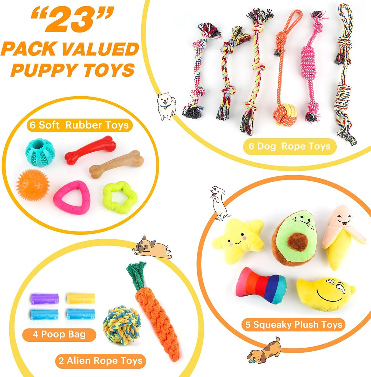 LOYEE Dog Squeaky Toys 8 Pack - 23 Pack Plush Squeaky Toys - image 2