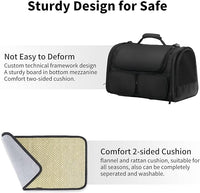 FUKUMARU Cat Carrier, 4 Mesh Windows Small Dog Carrier, 4 Storage Pockets Cat Travel Bag, Under 15 lb Airline Approved Pet Carrier, Rollable Cover for Nervous Cats, Black