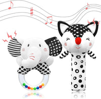XIXILAND Baby Rattles 0-6 Months Newborn Toys Infant Toys 0-3 Months - Black&white-1