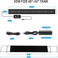 Advanced 7-Row LED Aquarium Light, Easy Setup Controller, Auto On Off Full Spectrum Fish Tank Light, 24/7 Lighting Cycle, 8 Colors, 10 Level Dimming, 62W for 48"-54" Freshwater Planted Tank