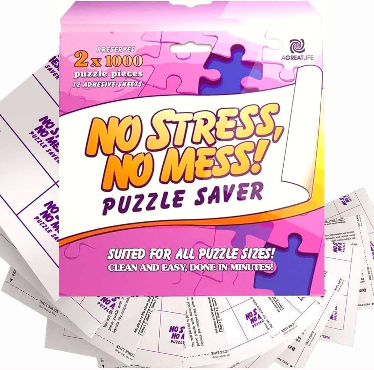 Permanent Adhesive Puzzle Saver Sheets, Preserve 2, No Stress - 12 Sheets