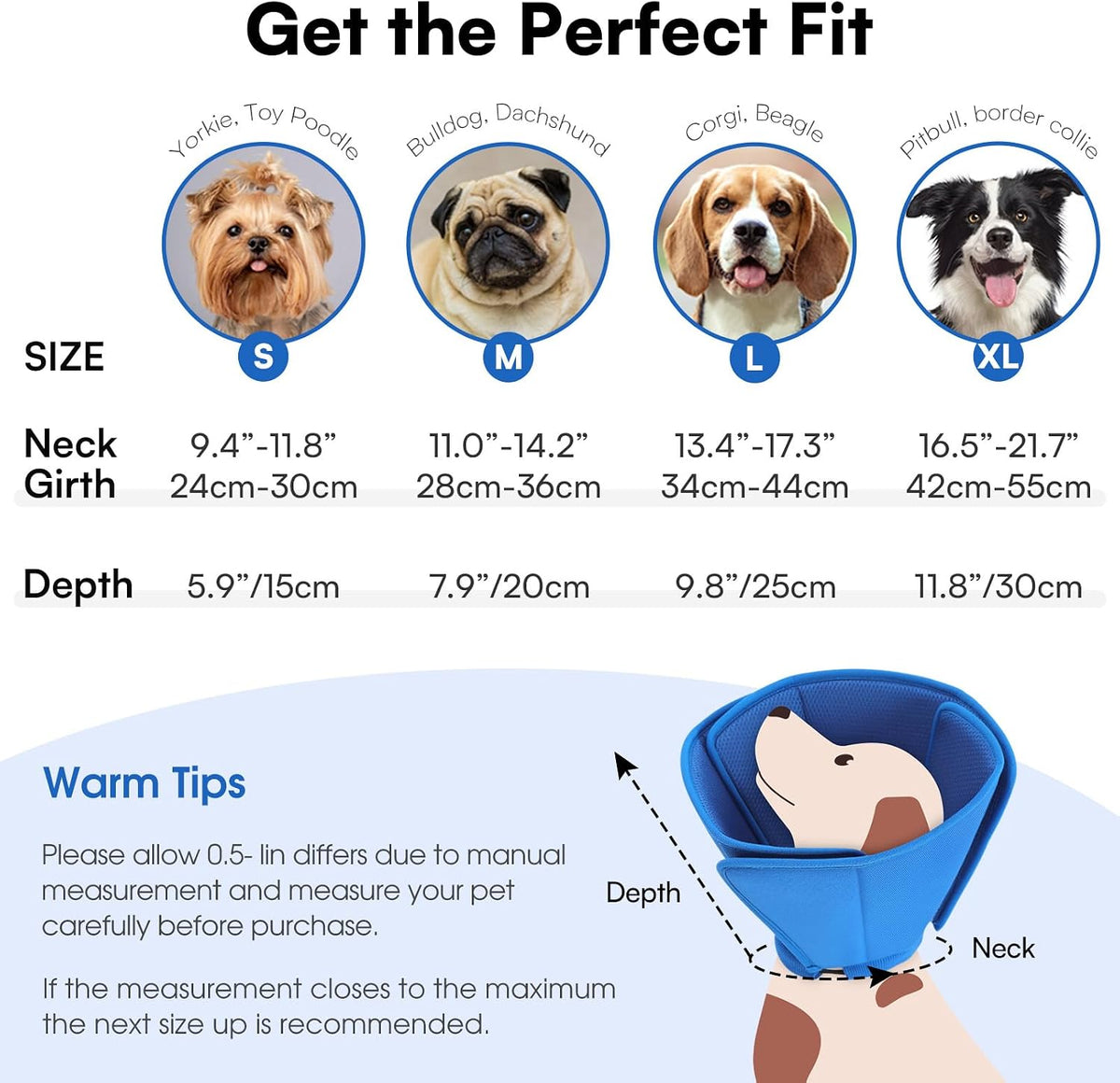Queenmore soft 3-panel mesh dog cone for large dogs with drawstring and hook closure - view 3